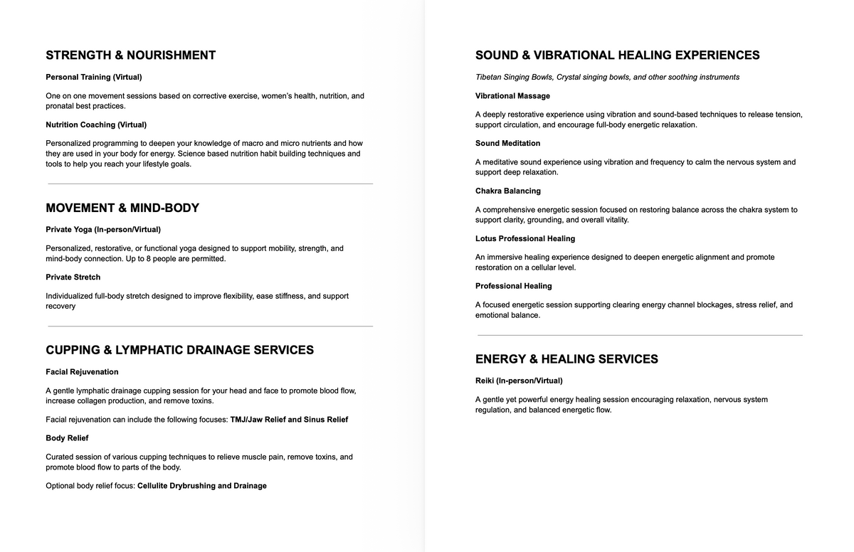 Services Menu